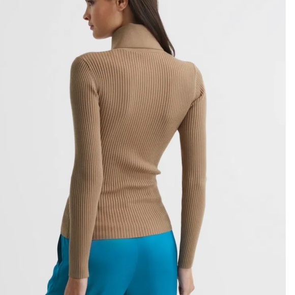 Reiss Tan Ribbed Cardigan - Picture 4 of 11